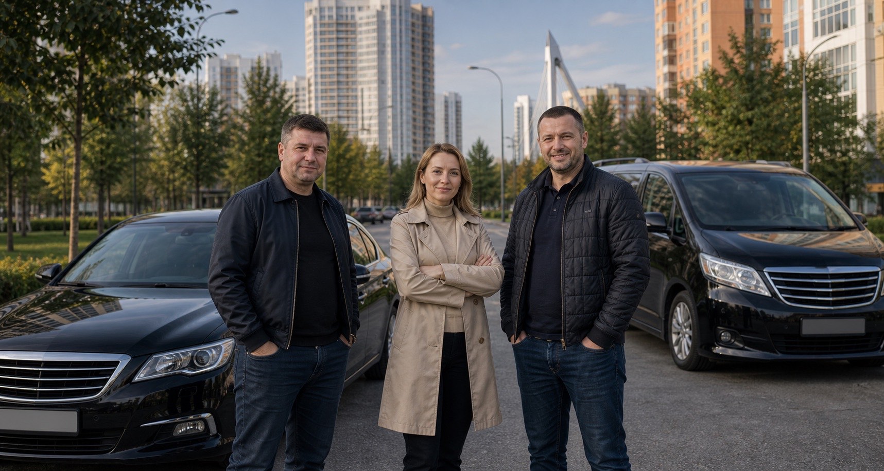 Водители Такси Ангел рядом с автомобилями в Реутове